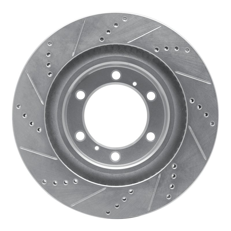 Lexus GX460 Brake Rotor (1) - Front Right - R1 Concepts - Drilled & Slotted - Silver - `10-`24